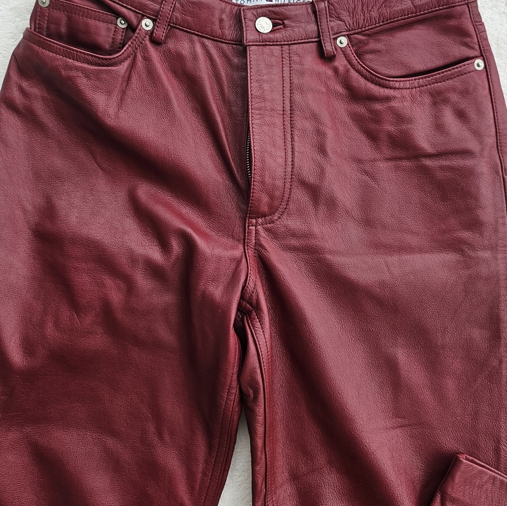 Tommy Hilfiger LEATHER Pants - SZ 8 Wine